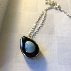 LADIES Silver, Onyx and Turquoise Necklace Silver Jewelry Valentines Day MINT